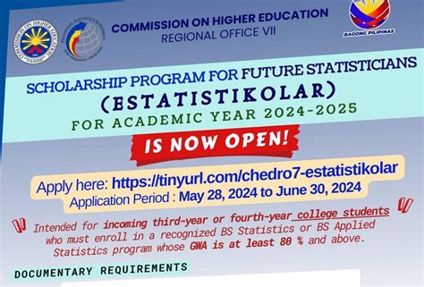 CHED invites applicants to apply for its Estatistikolar scholarship .